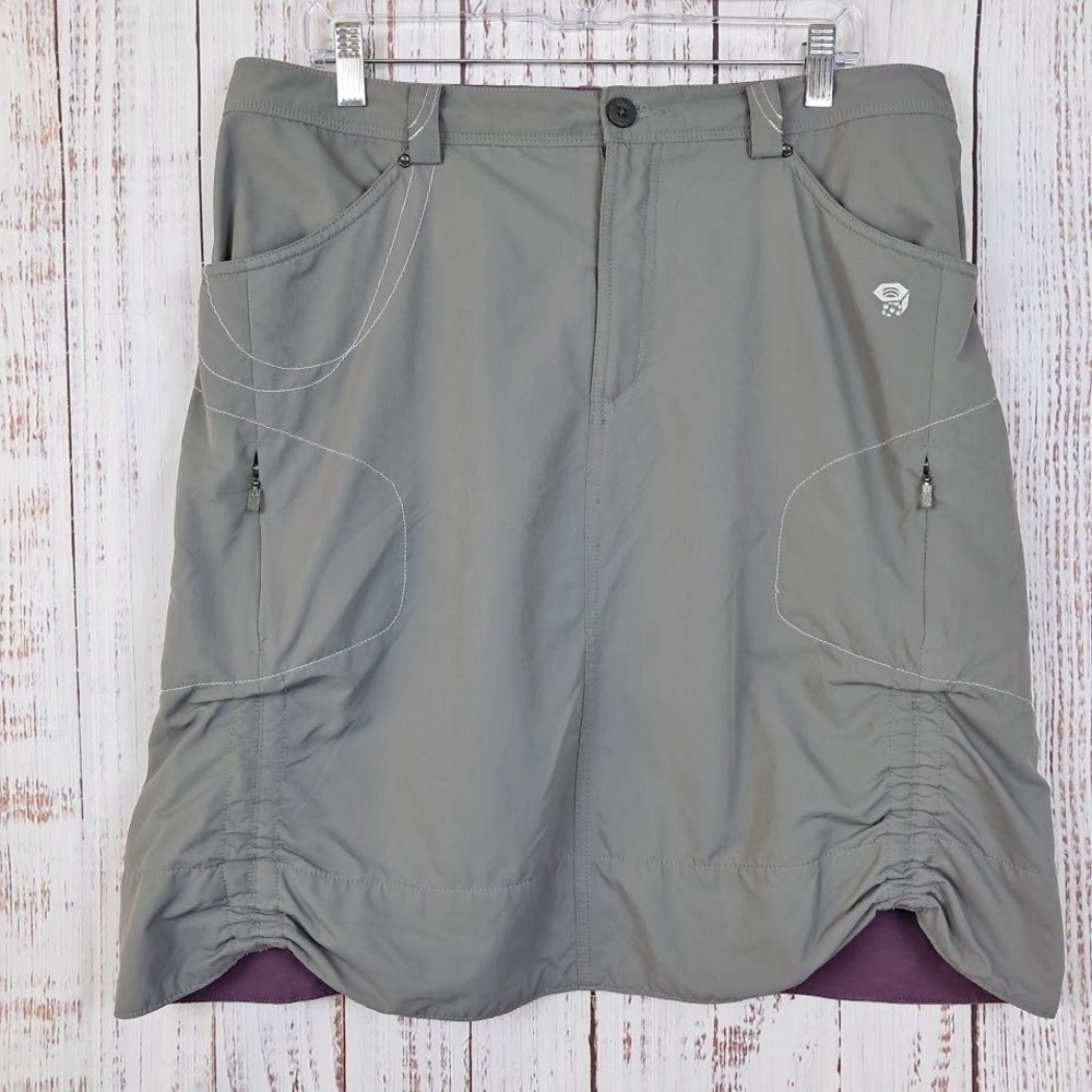 Mountain Hardwear Hiking Skirt 12 Outdoor Utility Nylon Ruched Lined Zip Pockets